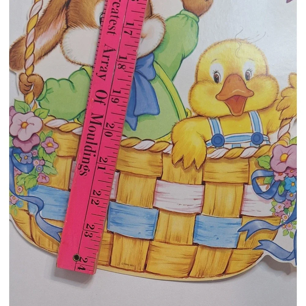 Vtg 1993‎ American Greetings Easter Cut Out Hot Air Balloon Duck Bunny Jointed